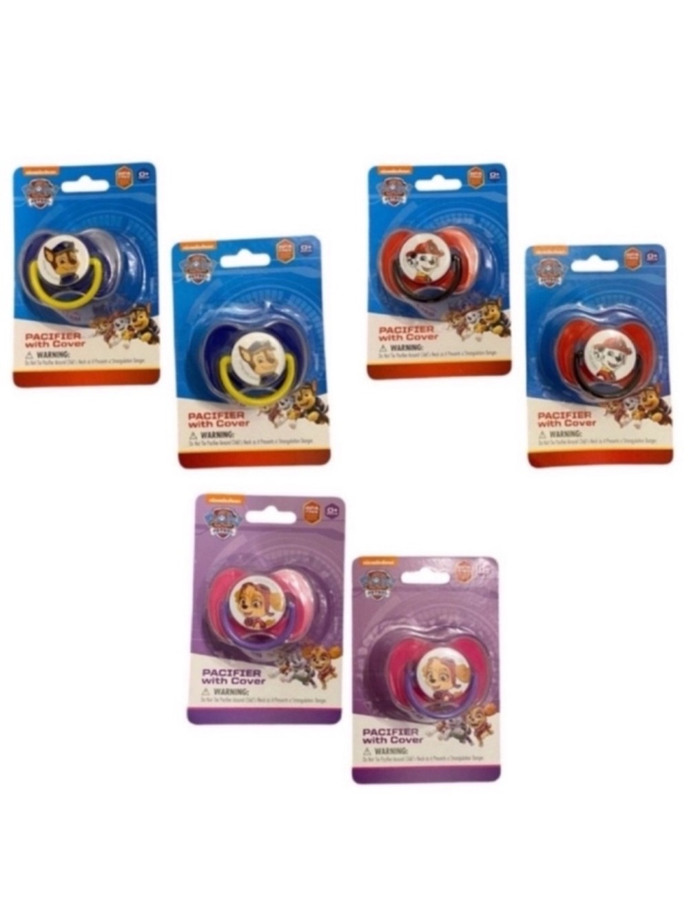 6 Paw Patrol Pacifiers with Covers